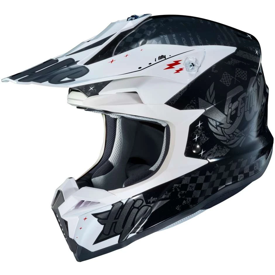 Cross Enduro Motorradhelm HJC I50 ARTAX MC5 Schwarz Weiß 3 Cross Enduro Motorradhelm HJC I50 ARTAX MC5 Schwarz Weiß