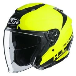 Doppelvisier Motorradhelm Jet HJC I30 BARAS MC4H Gelb Fluo
