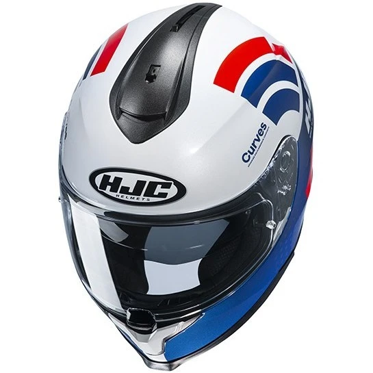 Full Face Doppelvisier Motorradhelm HJC C70 CURVES MC27 Weiß Blau Rot 4 Full Face Doppelvisier Motorradhelm HJC C70 CURVES MC27 Weiß Blau Rot – Bild 2