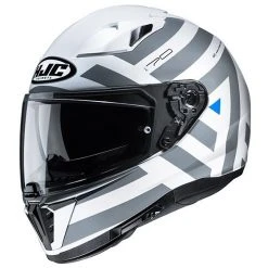Full Face Doppelvisier Motorradhelm HJC I70 WATU MC1 Weiß Grau