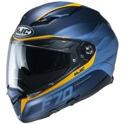 Full Face Fiberglas Helm Doppelvisier HJC F70 FERON MC2SF Blau Gelb Opak