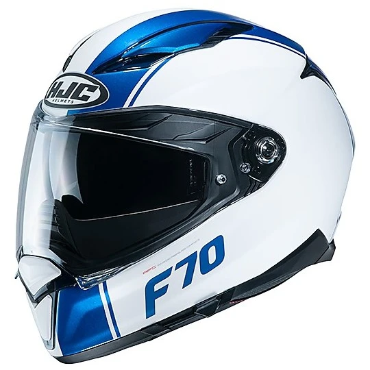 Full Face Fiberglas Helm Doppelvisier Motorrad HJC F70 MAGO MC4HSF Weiß Opak Blau Glänzend 3 Full Face Fiberglas Helm Doppelvisier Motorrad HJC F70 MAGO MC4HSF Weiß Opak Blau Glänzend