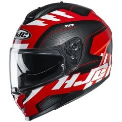 Integralhelm Doppelvisier Motorrad HJC C70 KORO MC1 Rot Schwarz
