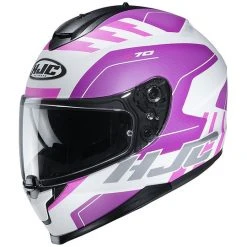 Integralhelm Doppelvisier Motorrad HJC C70 KORO MC8SF Weiß Rosa