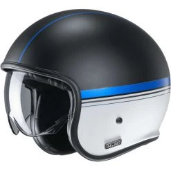 Jet Custom Helm Aus Fiber HJC V30 EQUINOX Mc2Sf Schwarz Weiß Blau Matt