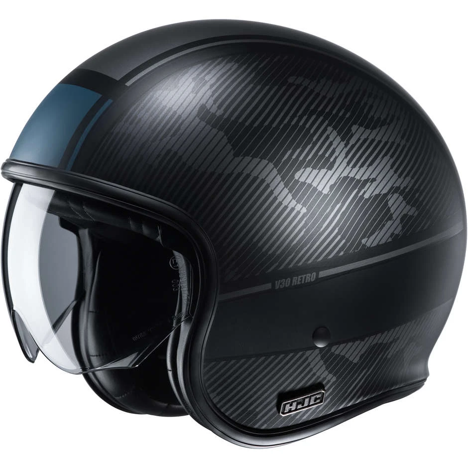 Kundenspezifischer Jet-Helm Aus Faser HJC V30 ALPI MC5SF Schwarz Matt Grau 3 Kundenspezifischer Jet-Helm Aus Faser HJC V30 ALPI MC5SF Schwarz Matt Grau