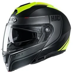Modularer Helm Mit Doppelter Homologation P / J Moto HJC I90 DAVAN MC4HSF Schwarz Gelb Fluo