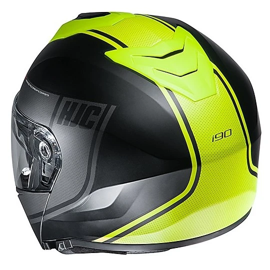 Modularer Helm Mit Doppelter Homologation P / J Moto HJC I90 DAVAN MC4HSF Schwarz Gelb Fluo 5 Modularer Helm Mit Doppelter Homologation P / J Moto HJC I90 DAVAN MC4HSF Schwarz Gelb Fluo – Bild 3