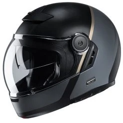 Modularer Motorradhelm Vintage Style HJC V90 MOBIX MC9Sf Schwarz Grau Matt