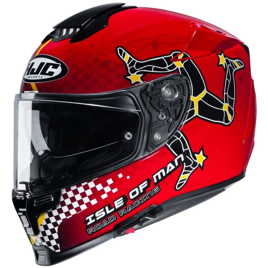 Vollgesichts-Motorradhelm Aus Faser HJC RPHA 70 ISLE OF MAN MC1 Rot Weiß 3 Vollgesichts-Motorradhelm Aus Faser HJC RPHA 70 ISLE OF MAN MC1 Rot Weiß