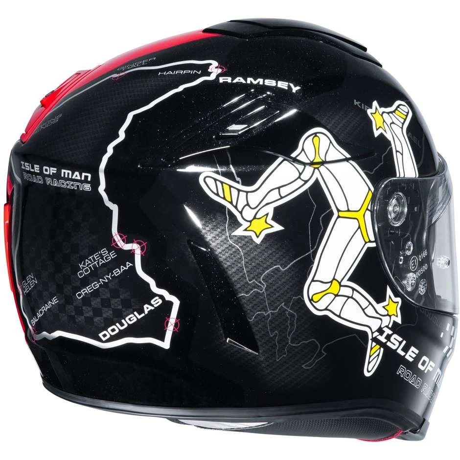 Vollgesichts-Motorradhelm Aus Faser HJC RPHA 70 ISLE OF MAN MC1 Rot Weiß 4 Vollgesichts-Motorradhelm Aus Faser HJC RPHA 70 ISLE OF MAN MC1 Rot Weiß – Bild 2